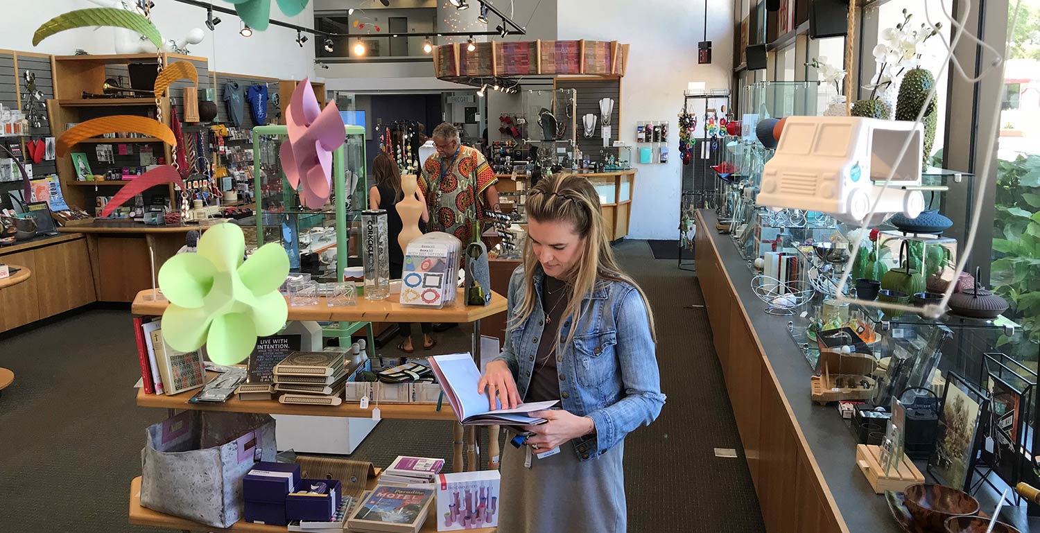 A girl shopping in a book store